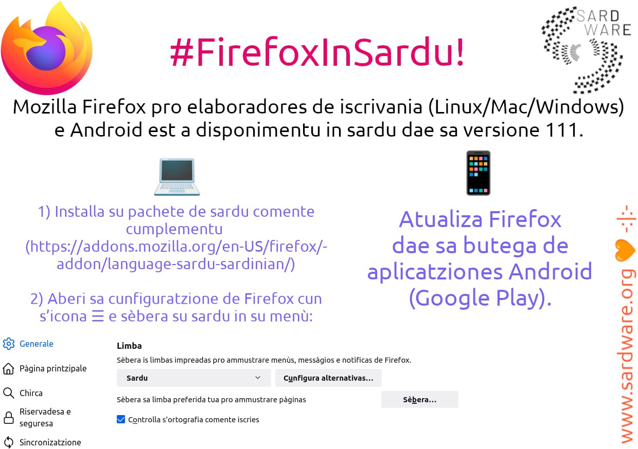 Installai sa lìngua sarda in Firefox